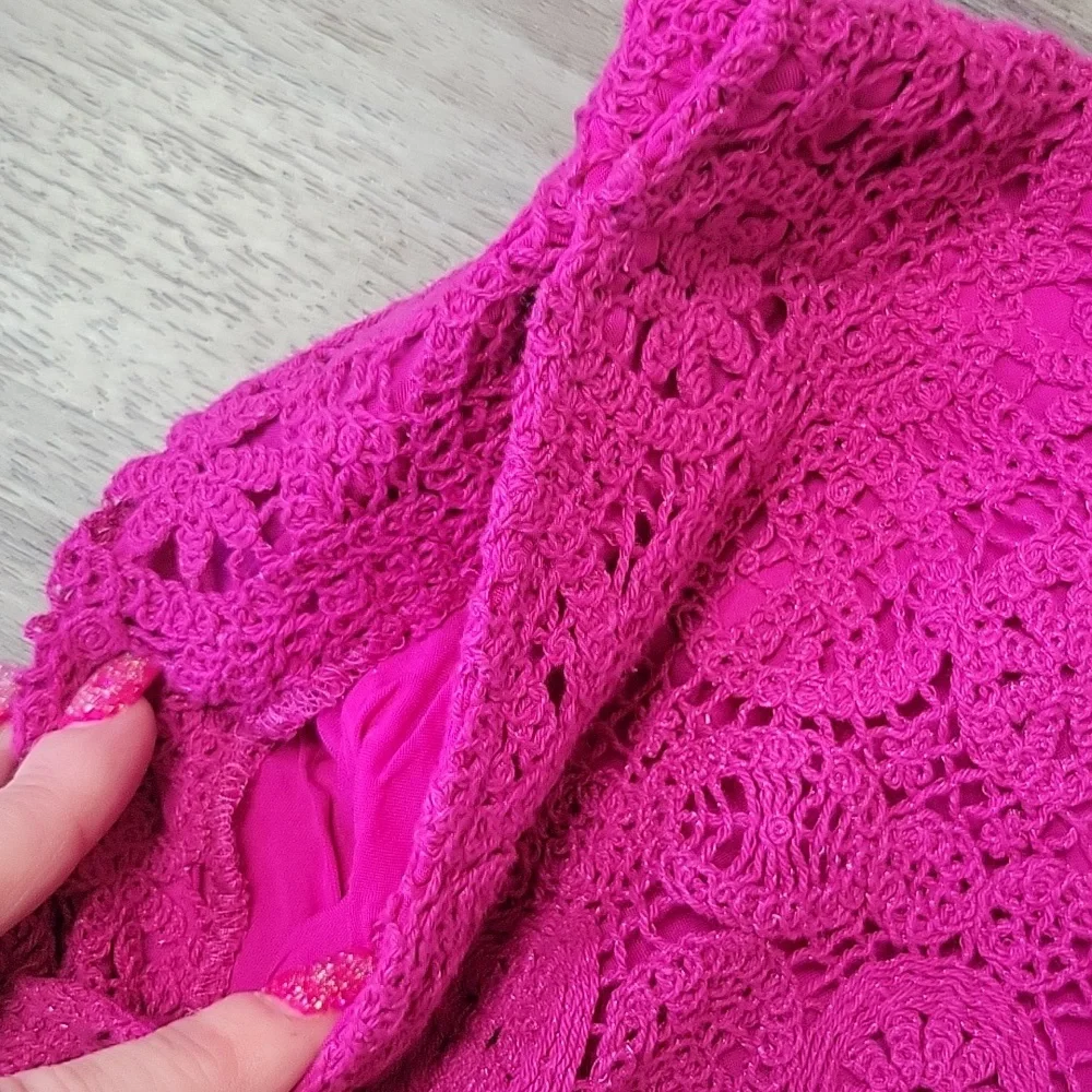 NWT Anthropologie × Maeve Eyelet Lace Crochet High Rise Shorts Fuschia Pink 12
